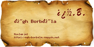 Ágh Borbála névjegykártya